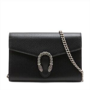 👜 Gucci Dionysus Leather Chain Wallet Black 401231